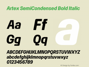 Artex SemiCondensed Bold Italic Version 1.005图片样张