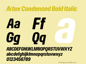 Artex Condensed Bold Italic Version 1.005图片样张