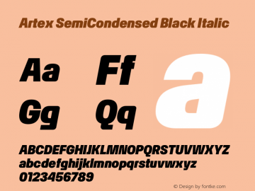 Artex SemiCondensed Black Italic Version 1.005图片样张