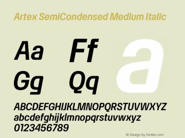 Artex SemiCondensed Medium Italic Version 1.005图片样张