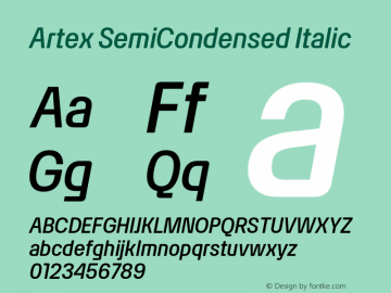 Artex SemiCondensed Italic Version 1.005图片样张