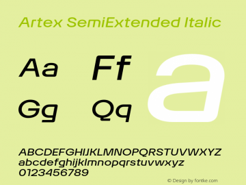 Artex SemiExtended Italic Version 1.005图片样张