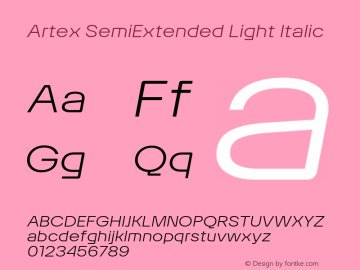 Artex SemiExtended Light Italic Version 1.005图片样张