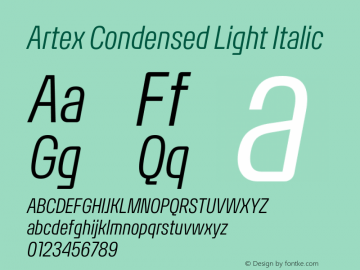 Artex Condensed Light Italic Version 1.005图片样张