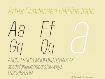 Artex Condensed Hairline Italic Version 1.005图片样张