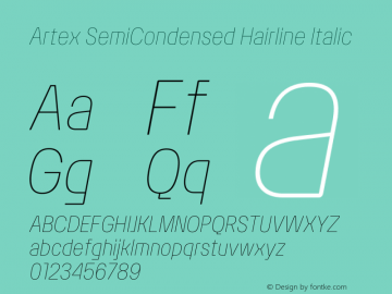 Artex SemiCondensed Hairline Italic Version 1.005图片样张