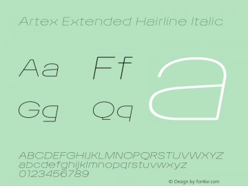 Artex Extended Hairline Italic Version 1.005图片样张