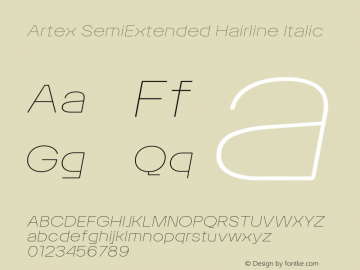 Artex SemiExtended Hairline Italic Version 1.005图片样张