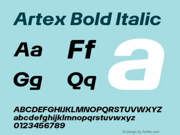 Artex-BoldItalic Version 1.005图片样张