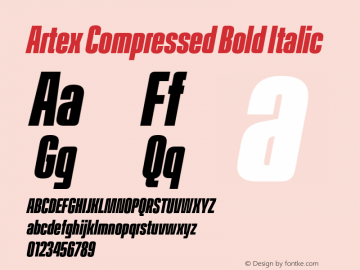 Artex-CompressedBoldItalic Version 1.005图片样张