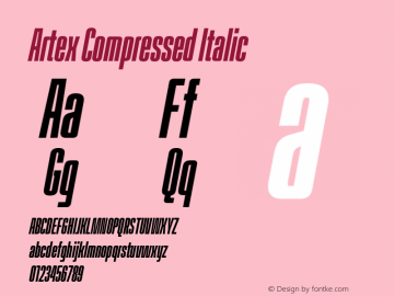 Artex-CompressedItalic Version 1.005图片样张
