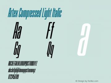 Artex-CompressedLightItalic Version 1.005图片样张