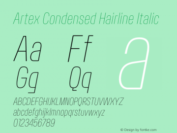 Artex-CondensedHairlineItalic Version 1.005图片样张