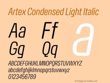 Artex-CondensedLightItalic Version 1.005图片样张