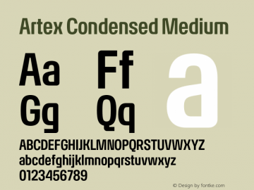 Artex-CondensedMedium Version 1.005图片样张