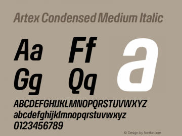 Artex-CondensedMediumItalic Version 1.005图片样张