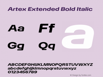 Artex-ExtendedBoldItalic Version 1.005图片样张