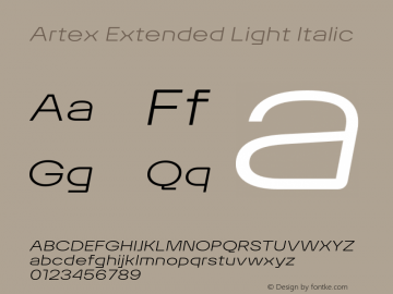 Artex-ExtendedLightItalic Version 1.005图片样张
