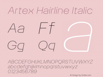 Artex-HairlineItalic Version 1.005图片样张