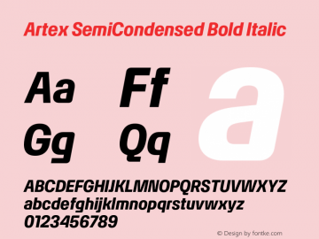 Artex-SemiCondensedBoldItalic Version 1.005图片样张