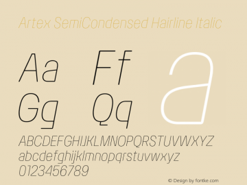 Artex-SemiCondensedHairlineItalic Version 1.005图片样张