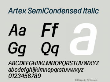 Artex-SemiCondensedItalic Version 1.005图片样张