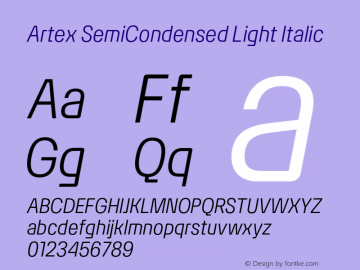Artex-SemiCondensedLightItalic Version 1.005图片样张