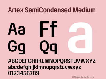 Artex-SemiCondensedMedium Version 1.005图片样张
