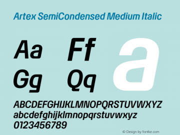 Artex-SemiCondensedMediumItalic Version 1.005图片样张