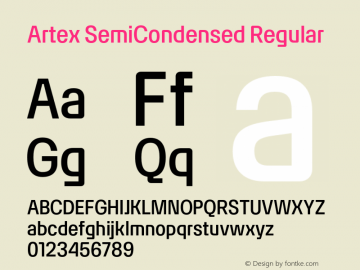 Artex-SemiCondensedRegular Version 1.005图片样张