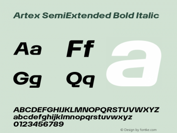 Artex-SemiExtendedBoldItalic Version 1.005图片样张