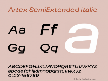 Artex-SemiExtendedItalic Version 1.005图片样张