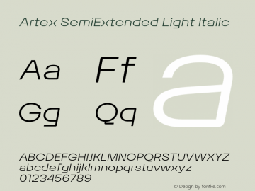Artex-SemiExtendedLightItalic Version 1.005图片样张