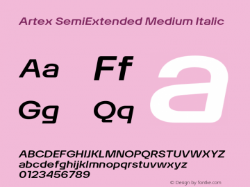 Artex-SemiExtendedMediumItalic Version 1.005图片样张