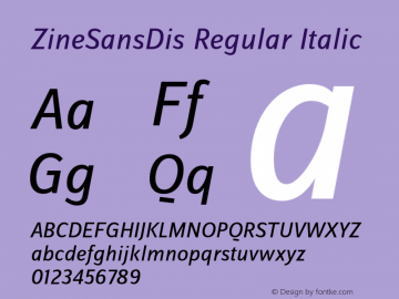 ZineSansDis Regular Italic 004.301图片样张