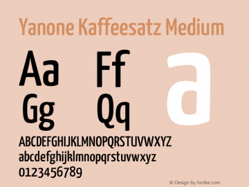Yanone Kaffeesatz Medium Version 2.002图片样张