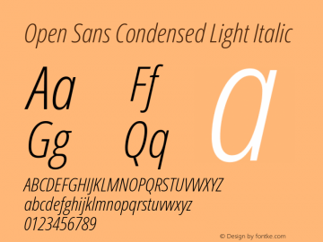 Open Sans Condensed Light Italic Version 3.000图片样张