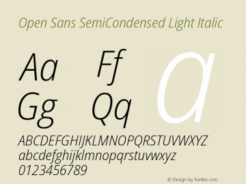 Open Sans SemiCondensed Light Italic Version 3.000图片样张