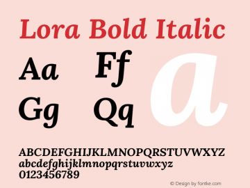 Lora Bold Italic Version 3.004图片样张