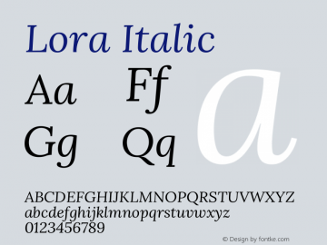 Lora Italic Version 3.004图片样张
