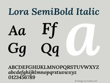 Lora SemiBold Italic Version 3.004图片样张
