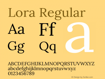 Lora Regular Version 3.004图片样张