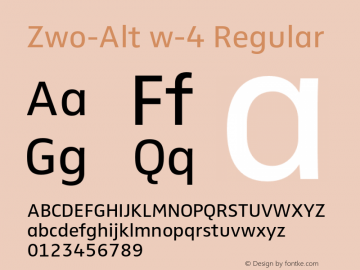 Zwo-Alt w-4 Regular 4.313 Font Sample