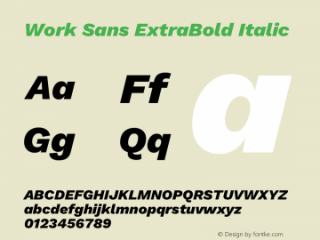 Work Sans ExtraBold Italic Version 2.012图片样张