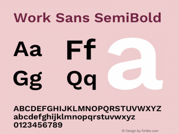 Work Sans SemiBold Version 2.012图片样张