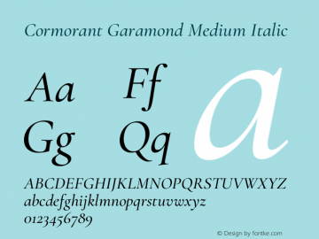 Cormorant Garamond Medium Italic Version 4.000图片样张