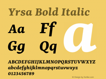 Yrsa Bold Italic Version 2.004图片样张