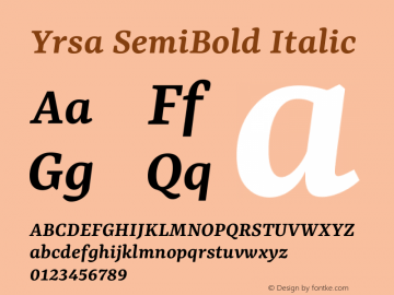 Yrsa SemiBold Italic Version 2.004图片样张