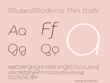 MuseoModerno Thin Italic Version 1.003图片样张