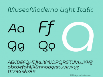 MuseoModerno Light Italic Version 1.003图片样张